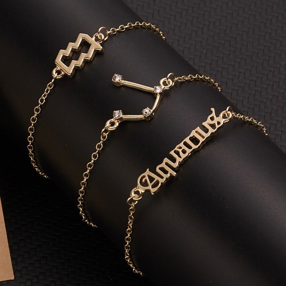 🆕Aquarius 3-Piece Dainty Layer Chain Bracelets